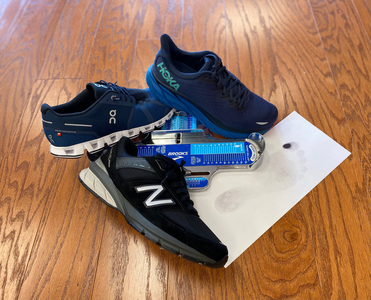 The staff at Lucky Shoes uses a Brannock device to measure your feet and ensure your running shoes are sized appropriately.