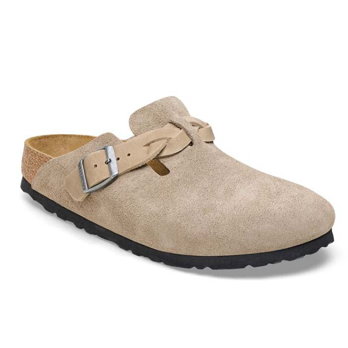 Womens Birkenstock Boston Braid Narrow in Taupe – Lucky Shoes
