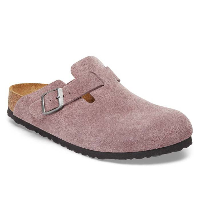 Womens Birkenstock Boston Soft Footbed Narrow in Faded Purple