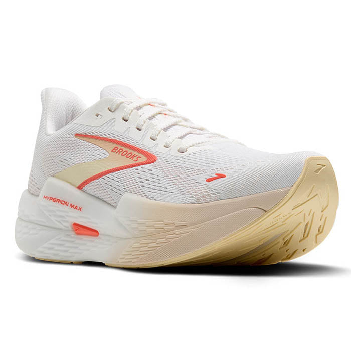 ブーブー Womens Brooks Running Hyperion Max 2 in White/Peach/Coral – Lucky