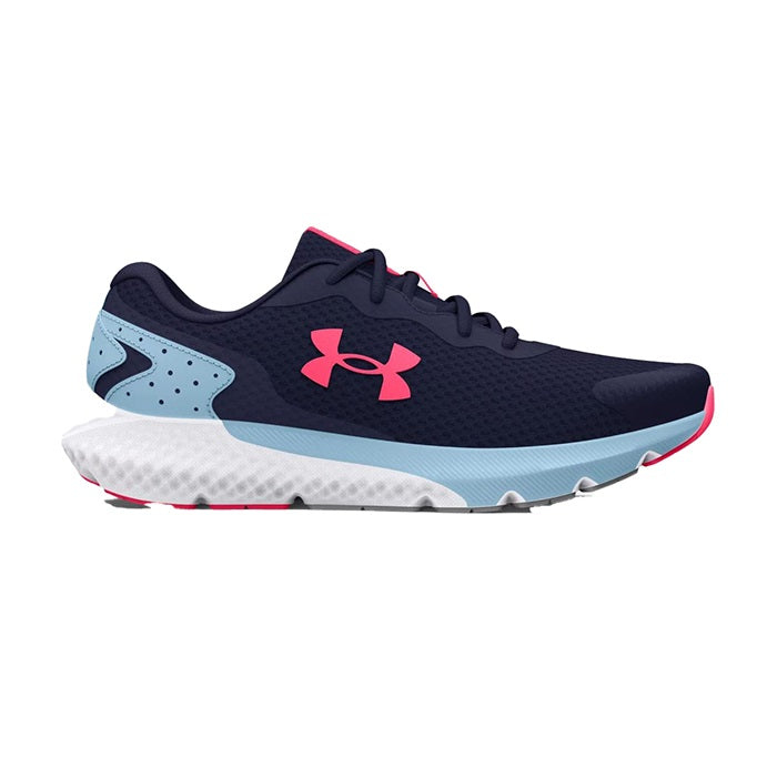 Big Girl Under Armour Charged Rogue 3 in Midnight Navy Blizzard Pink Shock