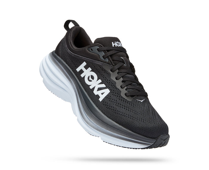 Womens Hoka Bondi 8 Wide Black/White