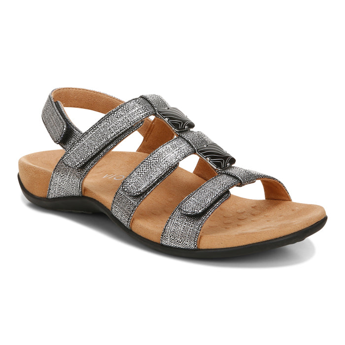 Women's Vionic Amber Adjustable Sandal in Black Metallic | Lucky Shoes