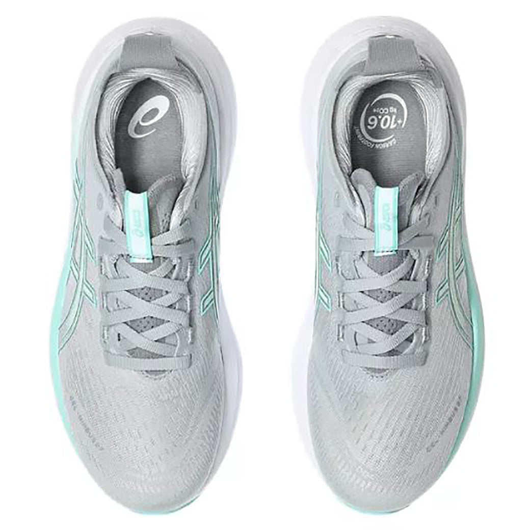 Womens Asics Gel-Nimbus 27 in Piedmont Grey/Illuminate Mint