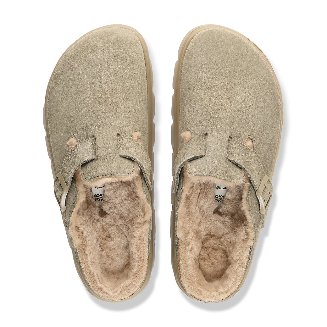 Birkenstock Boston Chunky Shearling Narrow Taupe/Sandcastle
