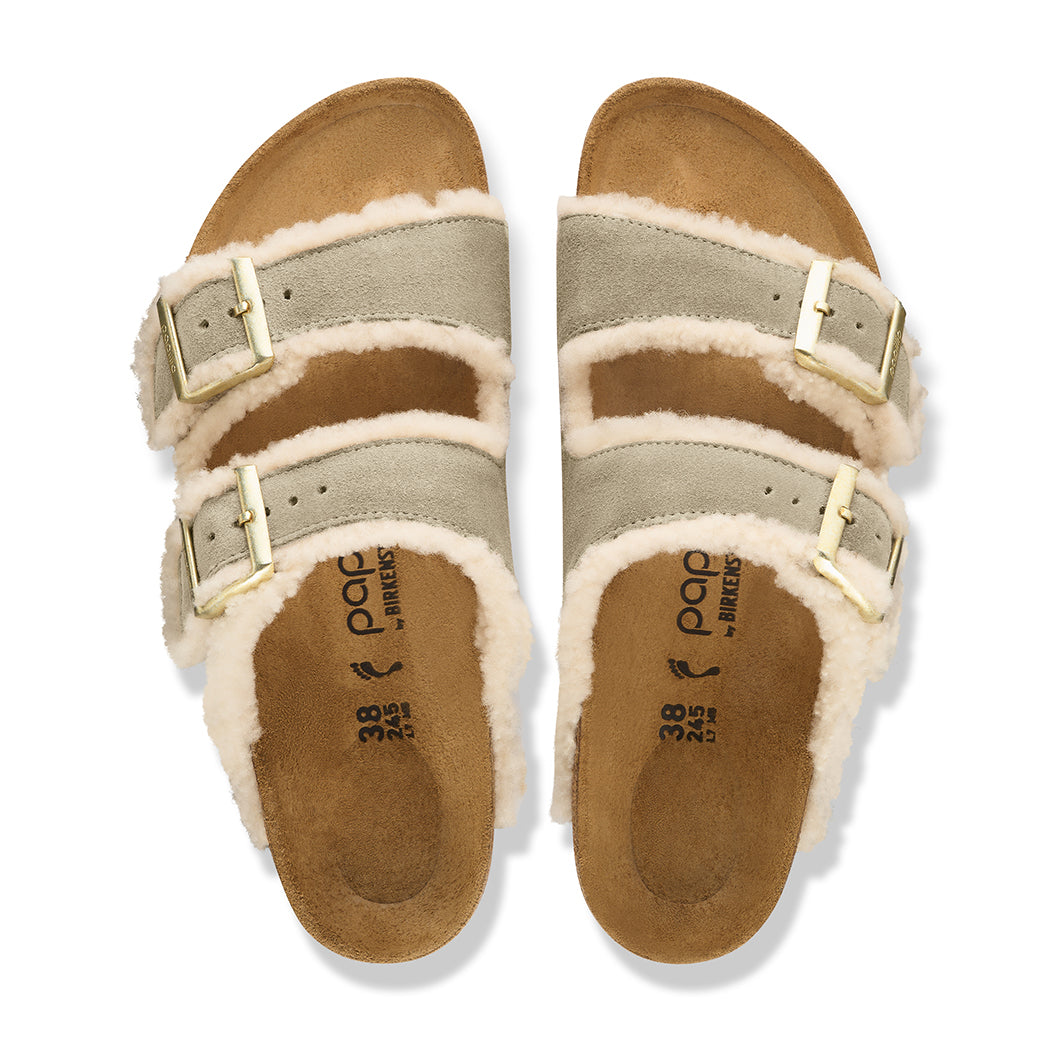 Birkenstock Arizona Flex Platform Teddy Narrow Taupe/Natural