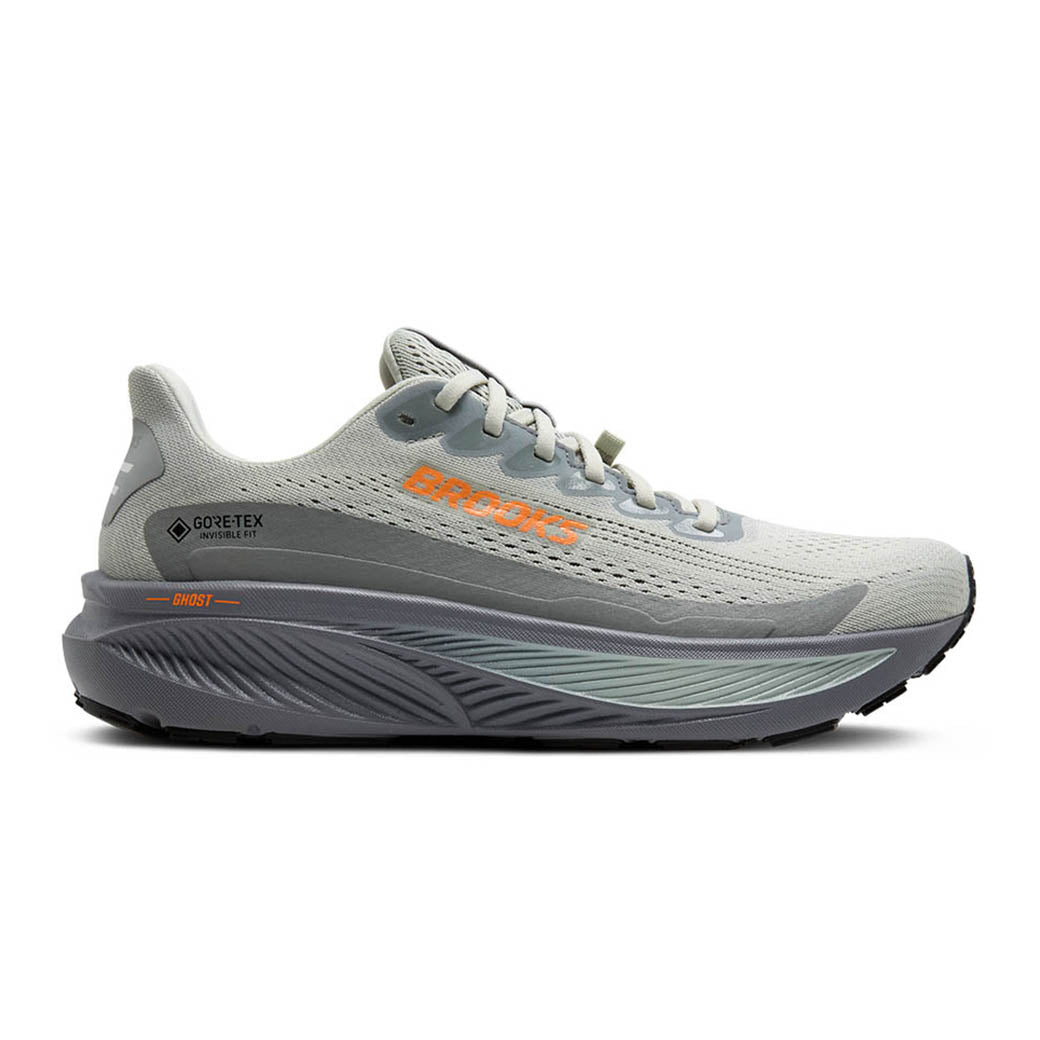 Mens Brooks Running Ghost 17 GTX in Smoke/Primer Grey/ Orange