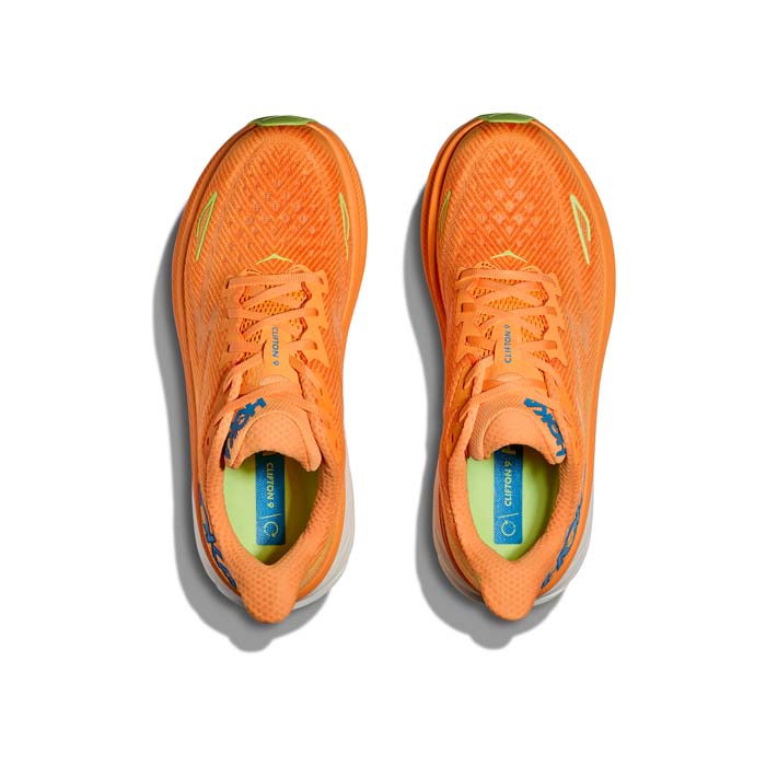 Mens Hoka Clifton 9 in Solar Flare/Lettuce – Lucky Shoes