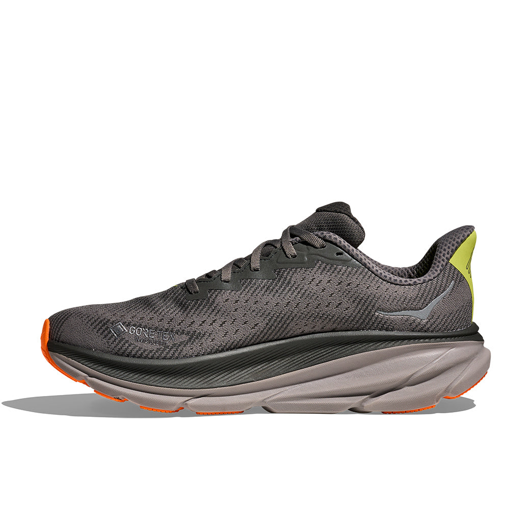 Mens Hoka Clifton 9 GTX in Asphalt Grey/ Gravel – Lucky Shoes