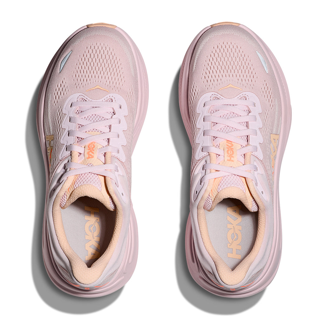 Womens Hoka Bondi 9 Wide in Lilac Cream/Tangerine Glow