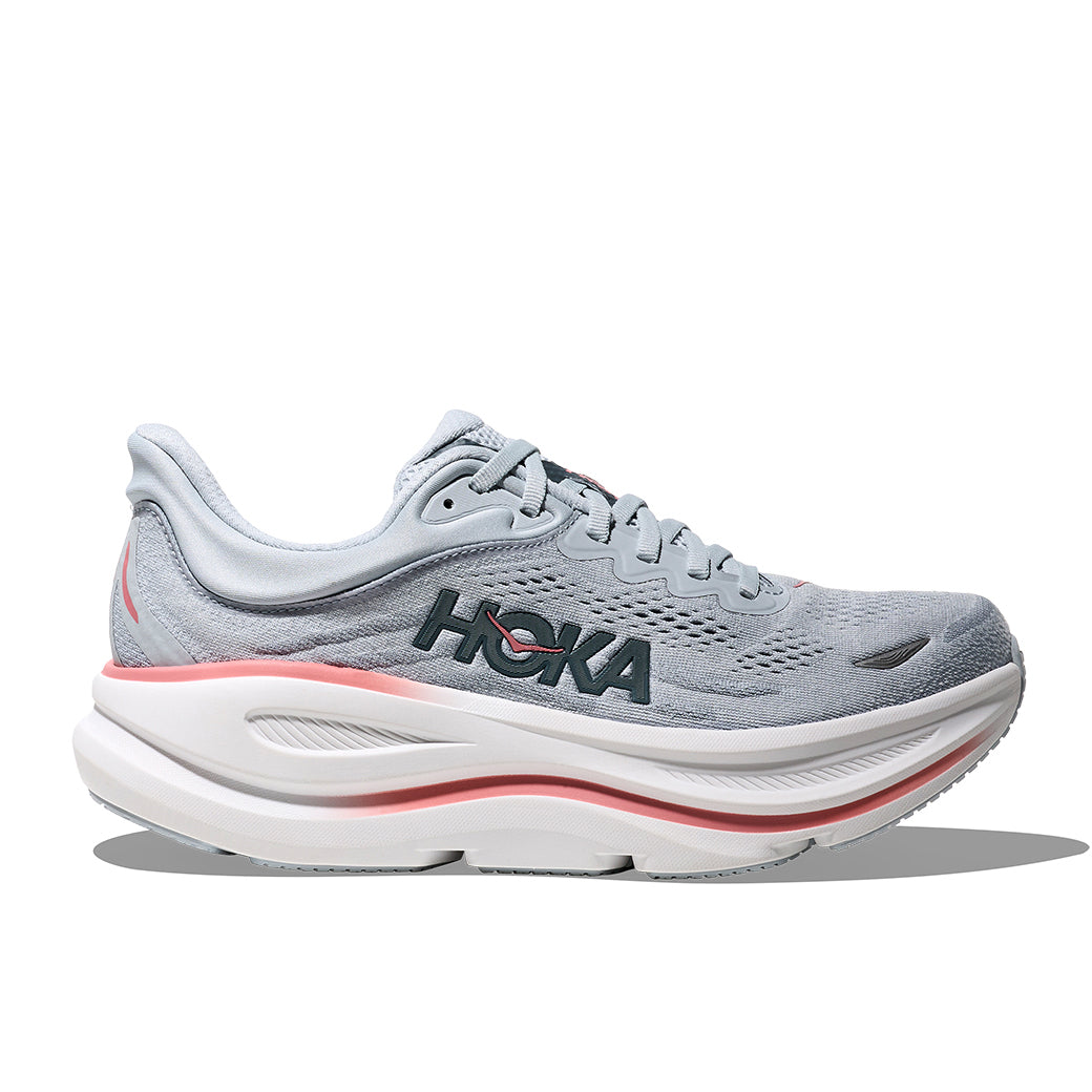 Womens Hoka Bondi 9 Wide in Mineral Blue/Washed Blue