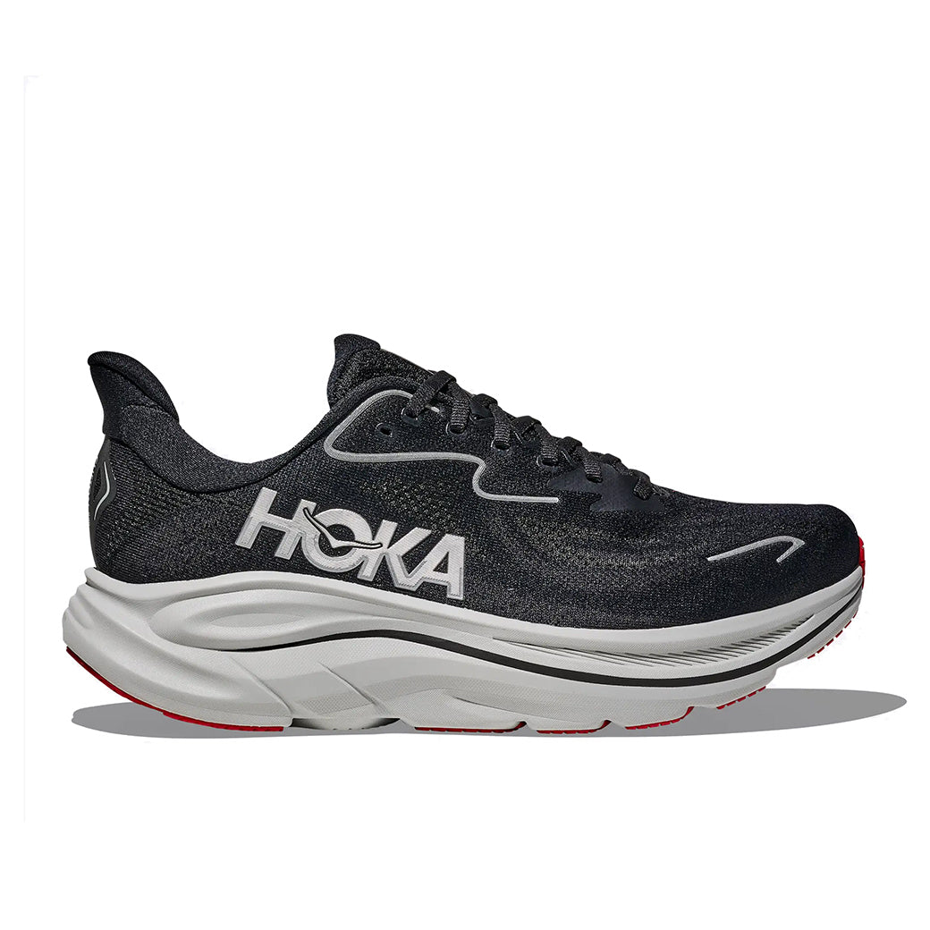 Mens Hoka Clifton 10 Wide in Black/Silver