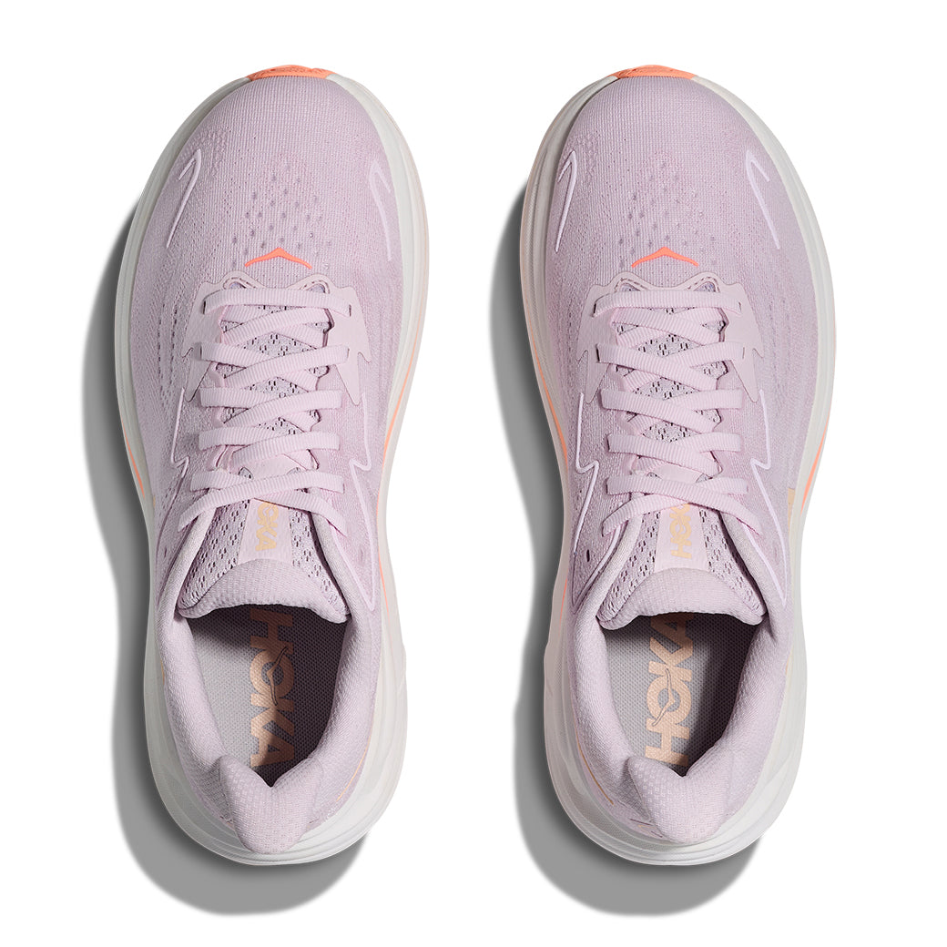 Womens Hoka Clifton 10 Wide in Lilac Cream/Tangerine Glow