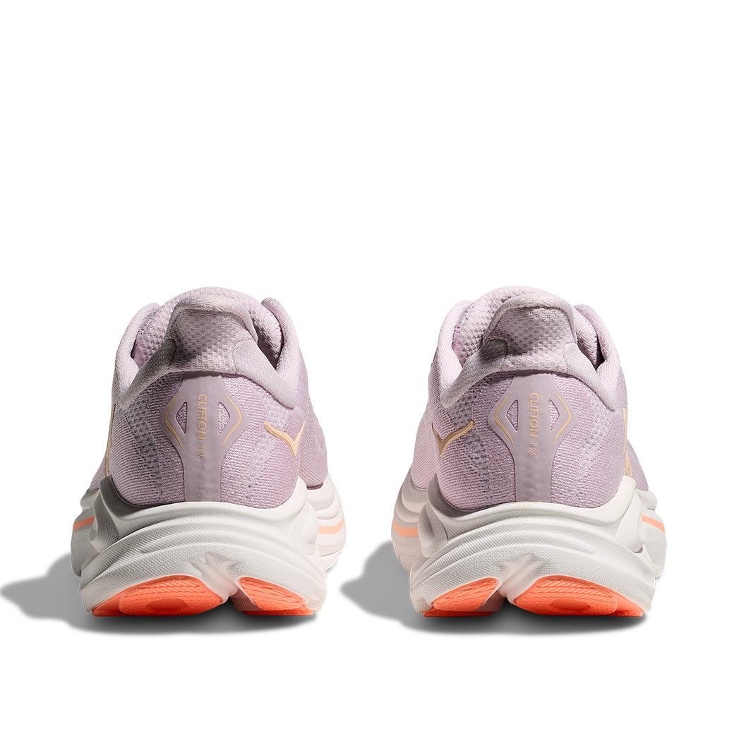 Womens Hoka Clifton 10 Wide in Lilac Cream/Tangerine Glow