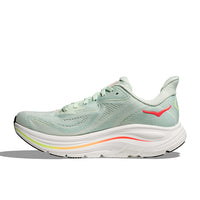 Womens Hoka Clifton 10 in Sea Glass/Neon Flame
