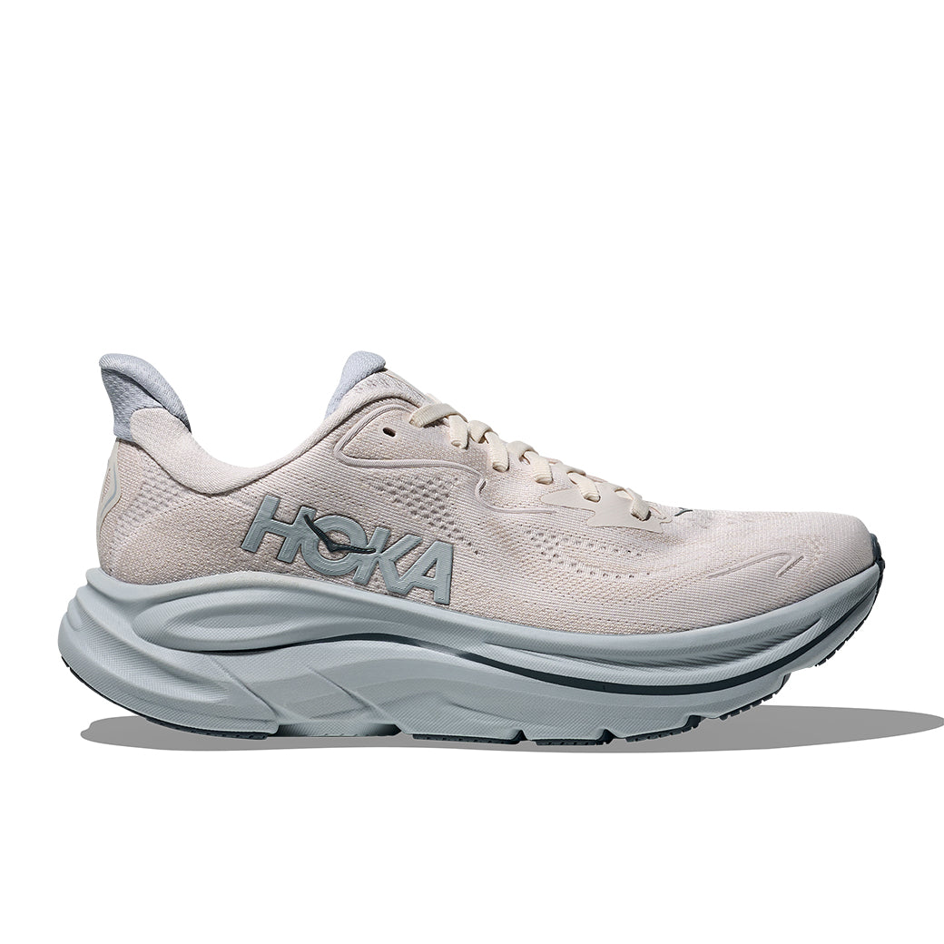 Womens Hoka Clifton 10 Extra Wide in Grout/Mineral Blue