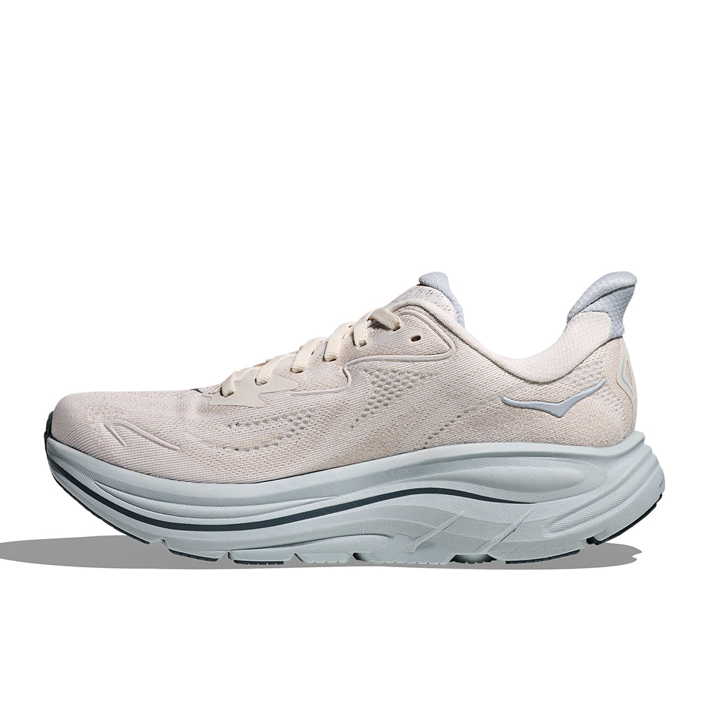 Womens Hoka Clifton 10 Extra Wide in Grout/Mineral Blue