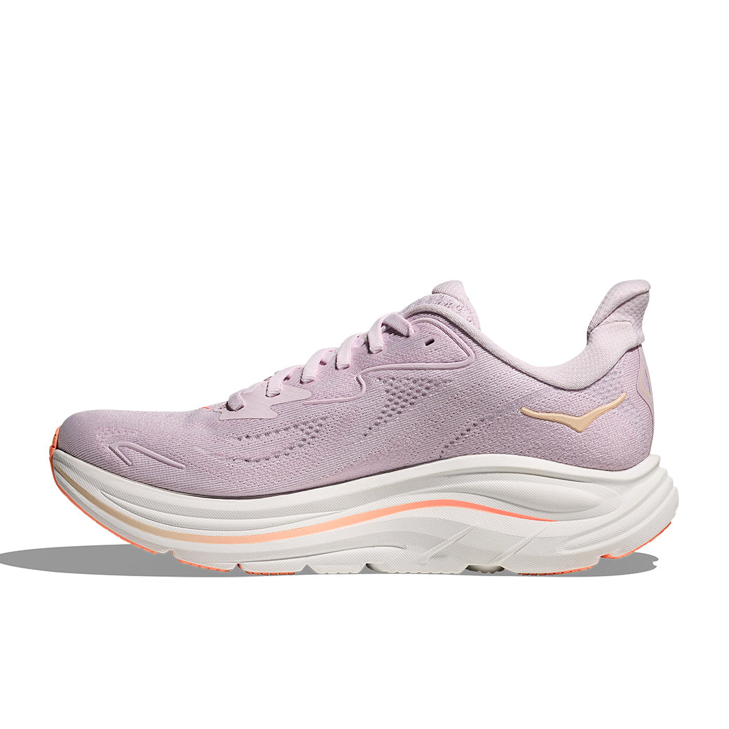Womens Hoka Clifton 10 Extra Wide in Lilac Cream/Tangerine Glow