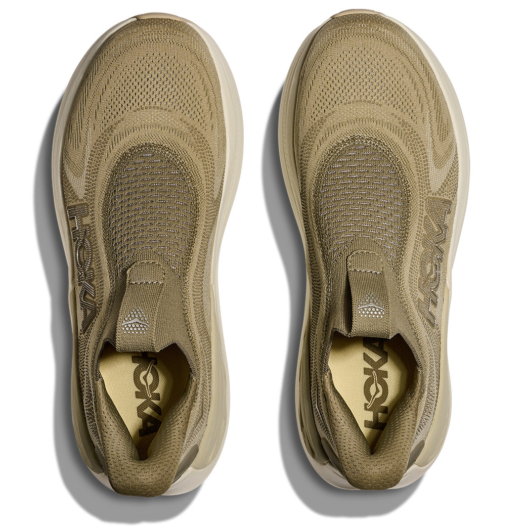 Mens Hoka Skyward Laceless in Grassland/Mushroom – Lucky Shoes