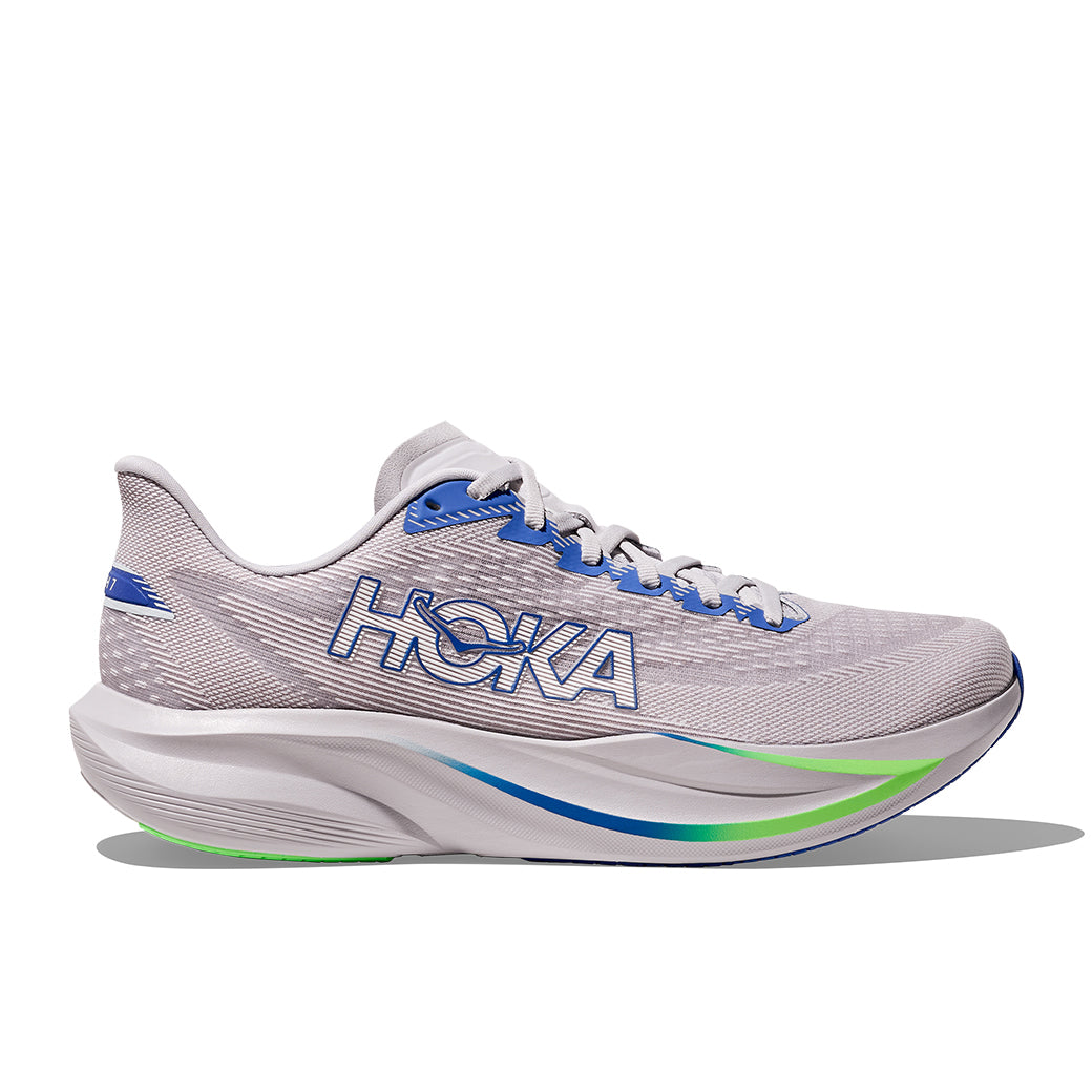 Mens Hoka Mach 7 Wide in Ash Grey/Cobalt Blue