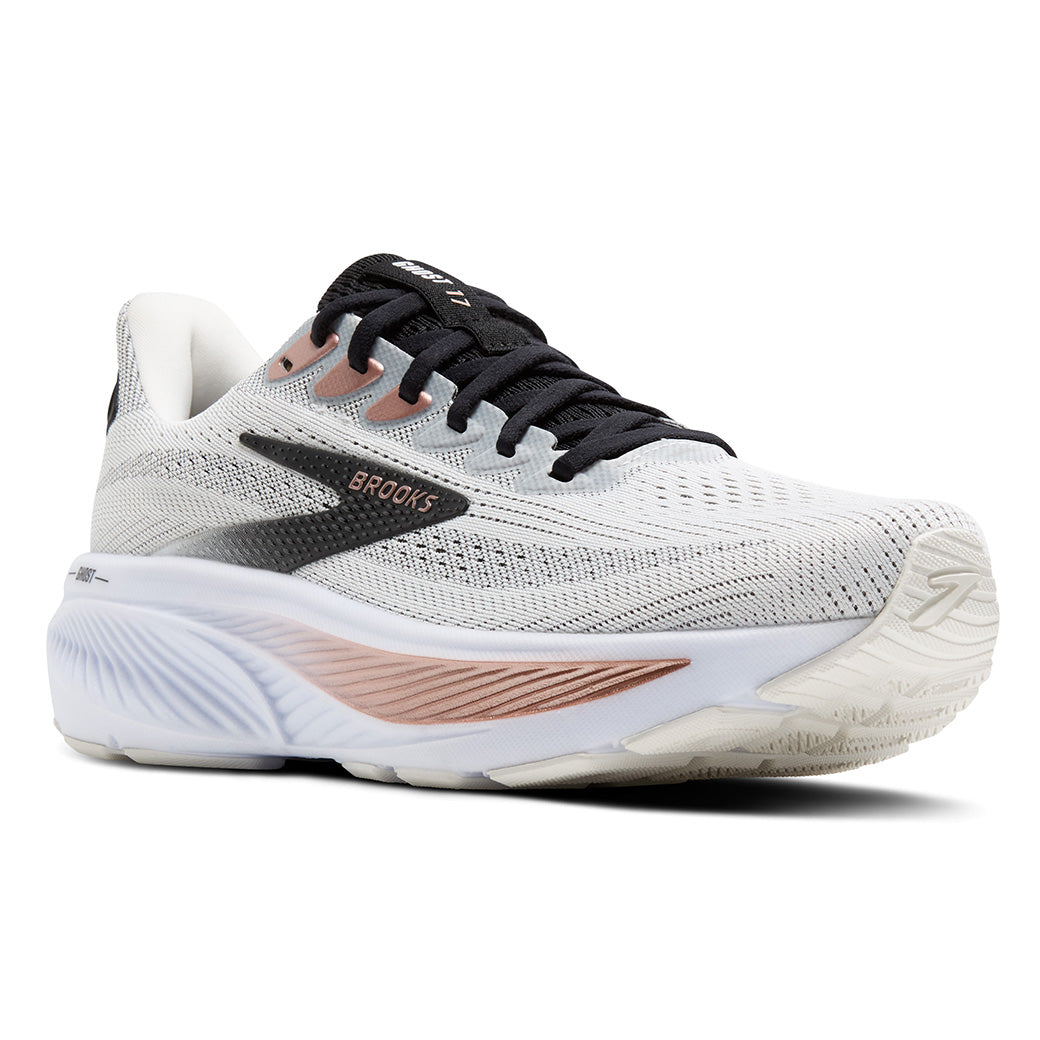 Womens Brooks Running Ghost 17 in White/Black/Rose Gold – Lucky Shoes