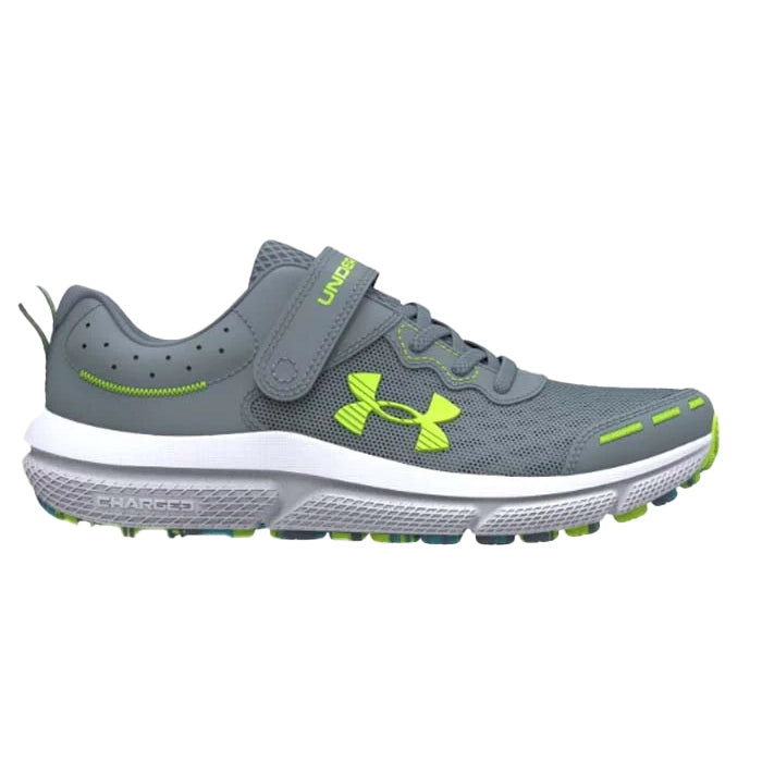 Big Boy Under Armour Assert 10 AC Wide in Gravel Glacier Blue Lime Surge Lucky Shoes