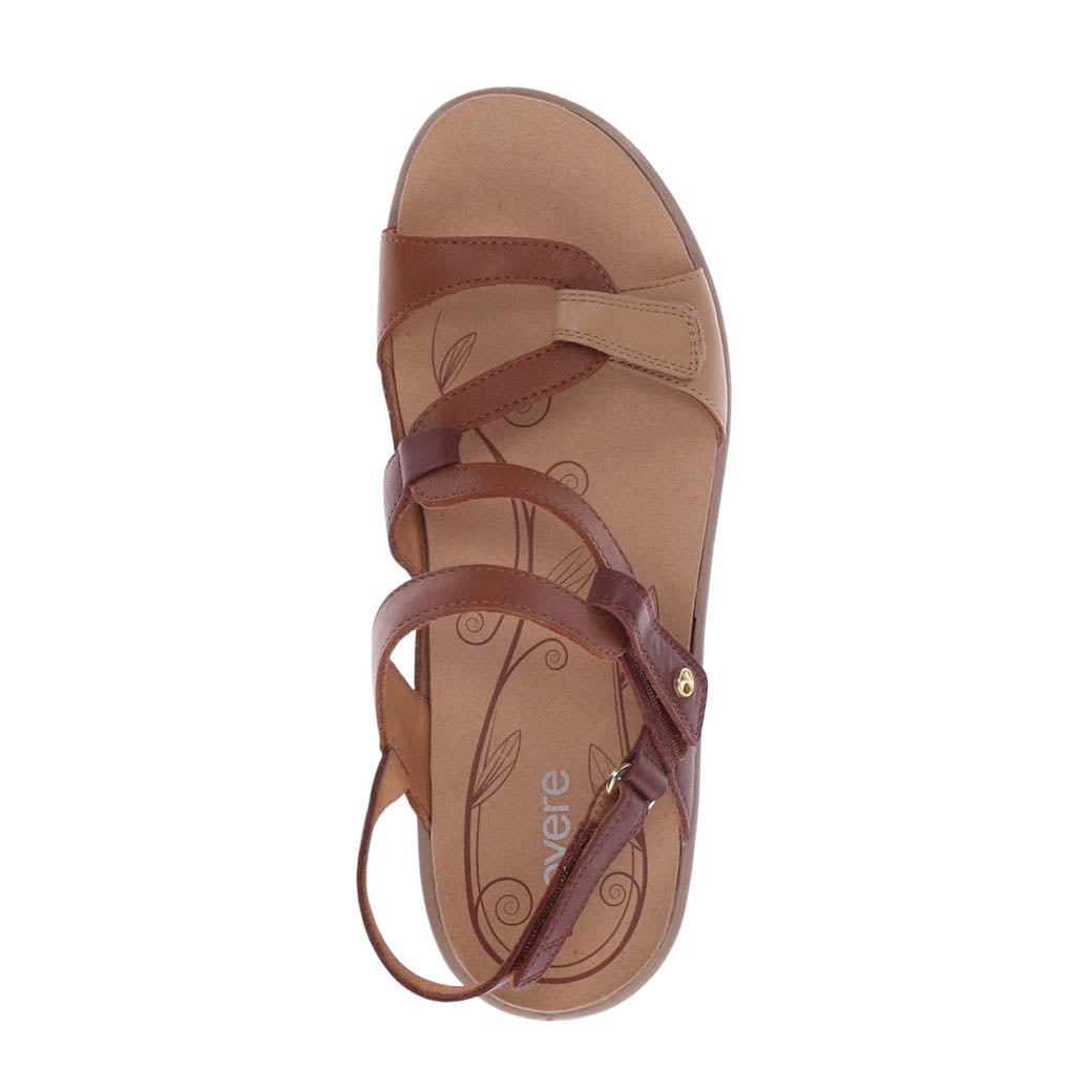 Womens Revere Emerald Back Strap Sandal in Tan Multi