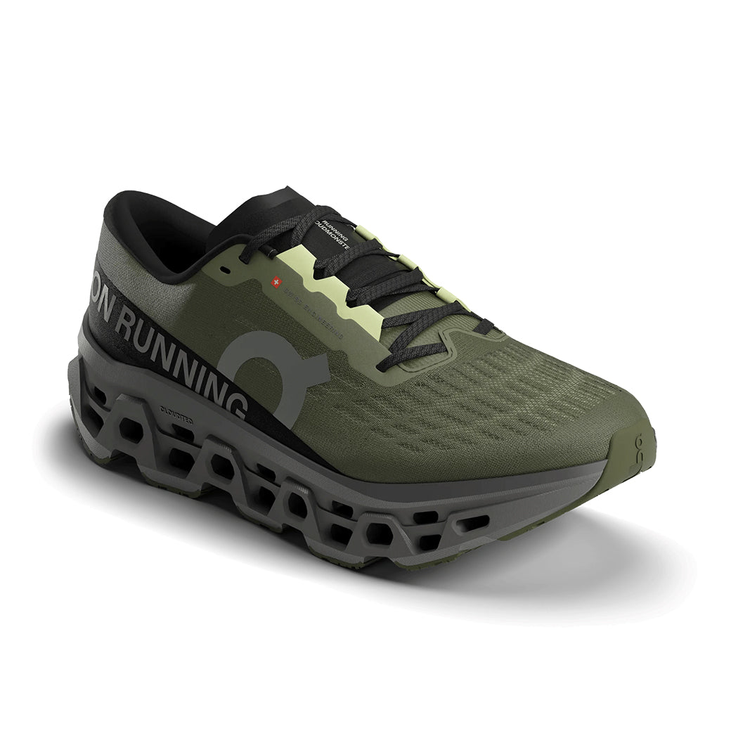 Mens On Running Cloudmonster 3 in Olive/Eclipse – Lucky Shoes