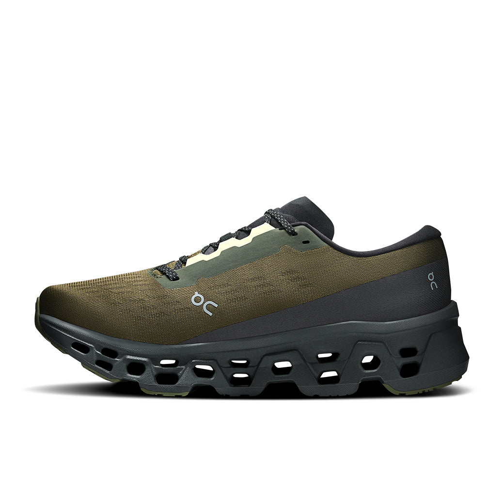 Mens On Running Cloudmonster 3 in Olive/Eclipse – Lucky Shoes