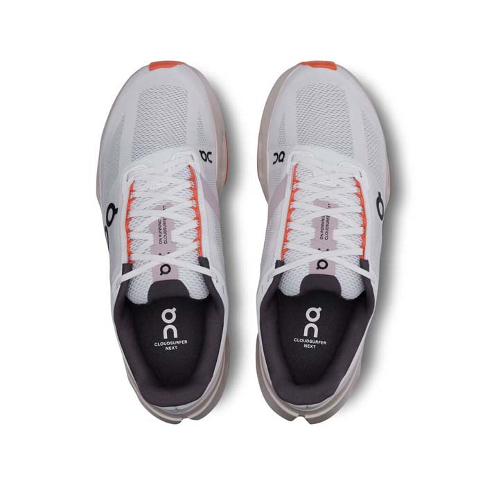 Womens On Running Cloudsurfer Next Wide in White/Flame – Lucky Shoes