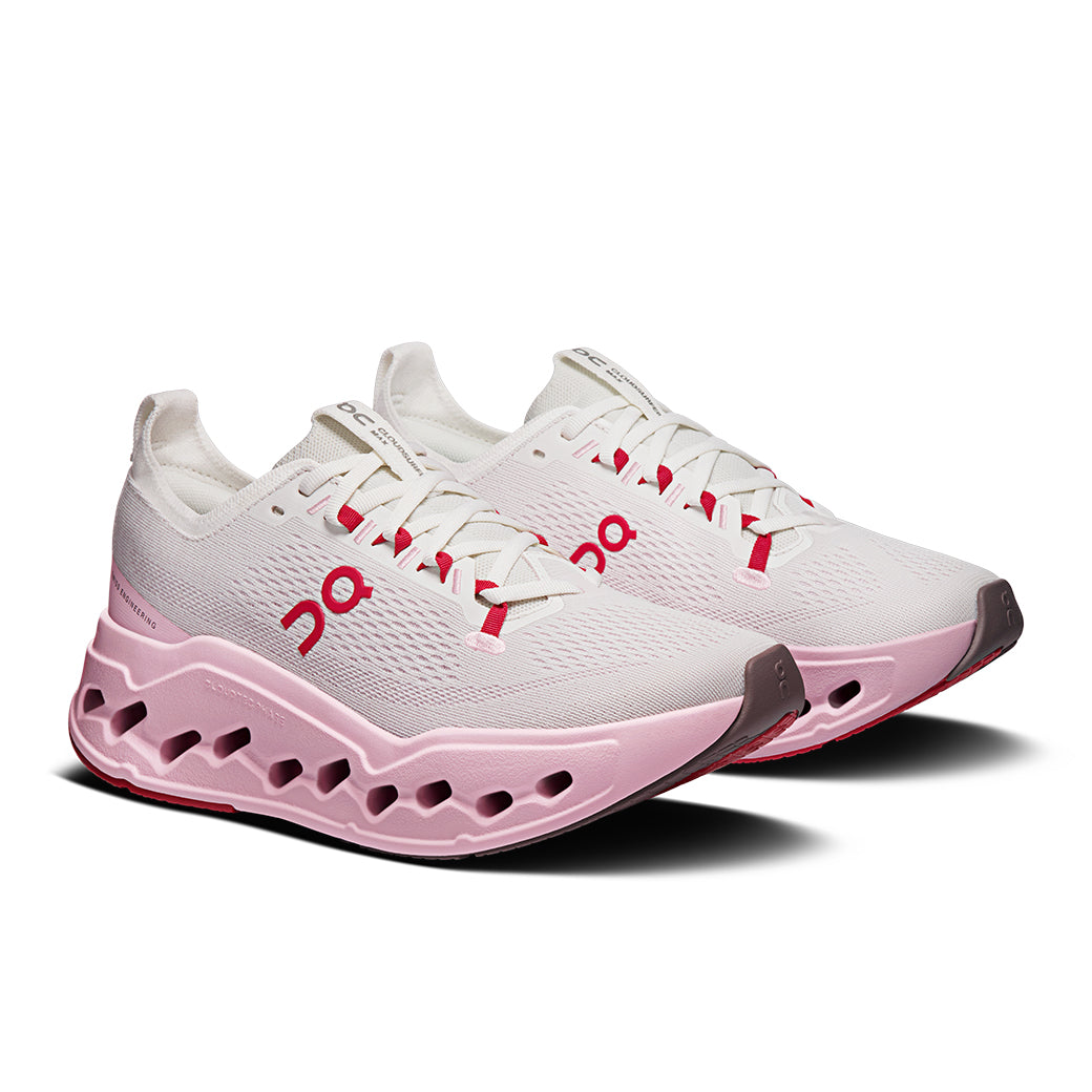 Womens On Running Cloudsurfer Max in Ivory/Peony