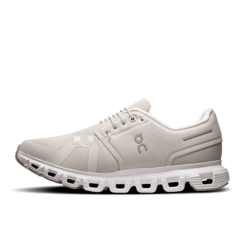 Womens On Running Cloud 6 Wide in Pearl/White
