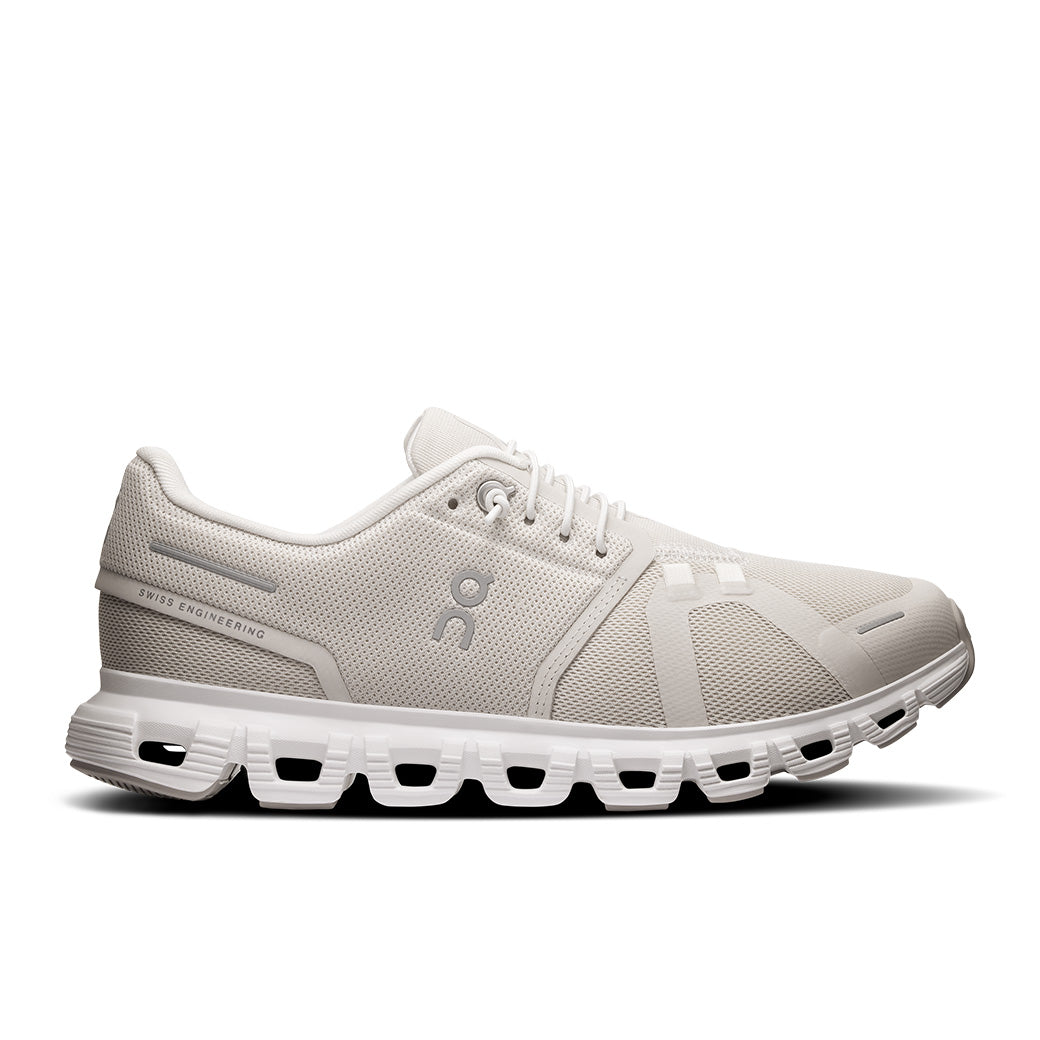 Womens On Running Cloud 6 Wide in Pearl/White