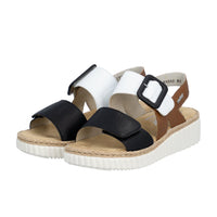 Womens Rieker Rachel 60 in Schwarz/Weiss/Cayenne