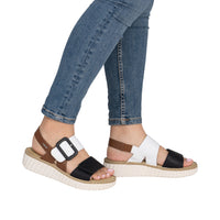 Womens Rieker Rachel 60 in Schwarz/Weiss/Cayenne