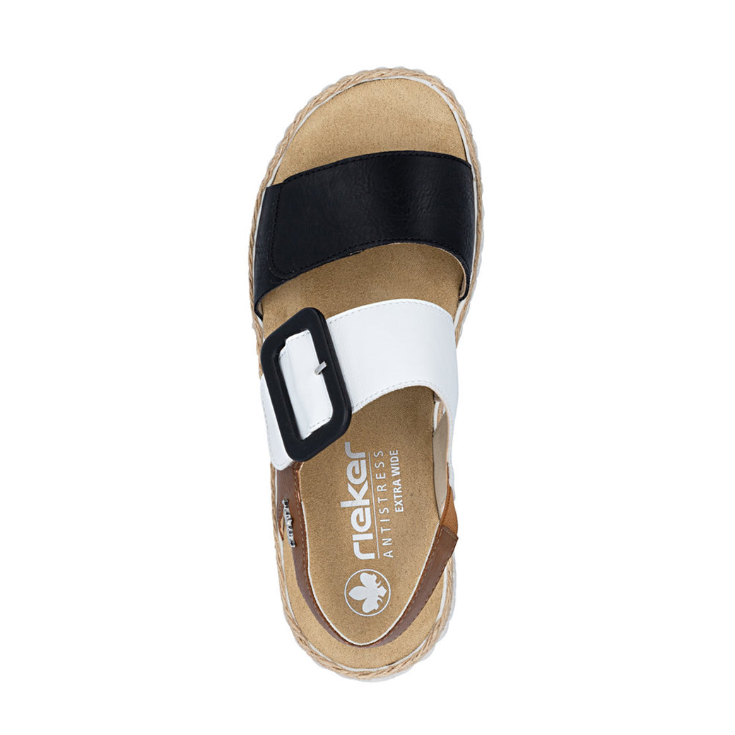 Womens Rieker Rachel 60 in Schwarz/Weiss/Cayenne