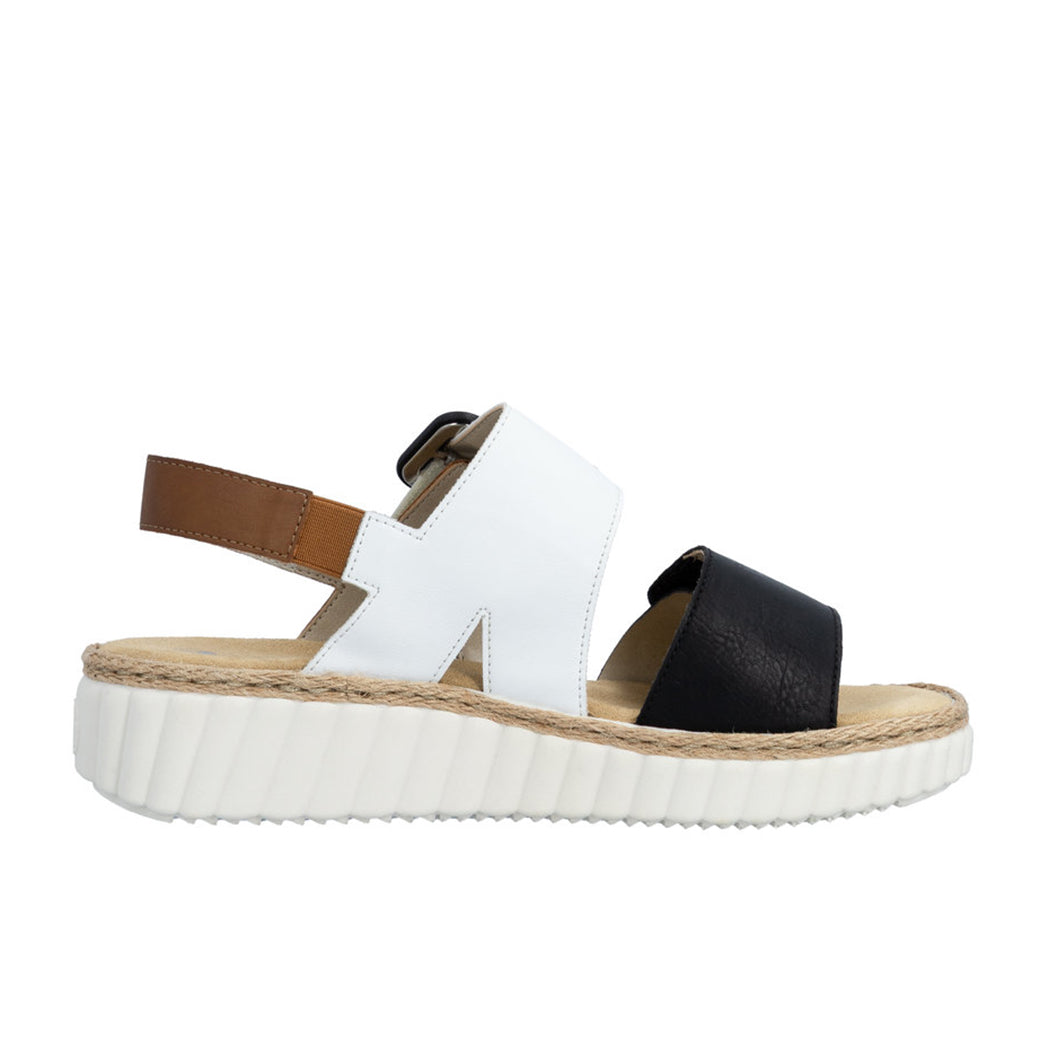 Womens Rieker Rachel 60 in Schwarz/Weiss/Cayenne