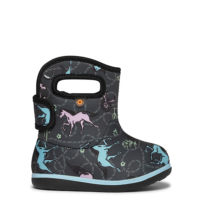 Little Girl Bogs Baby Bogs II Horses in Dark Grey Multi