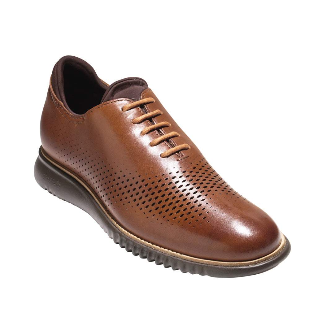 Mens Cole Haan Zerogrand Laser Wingtip Oxford in British Tan/Java