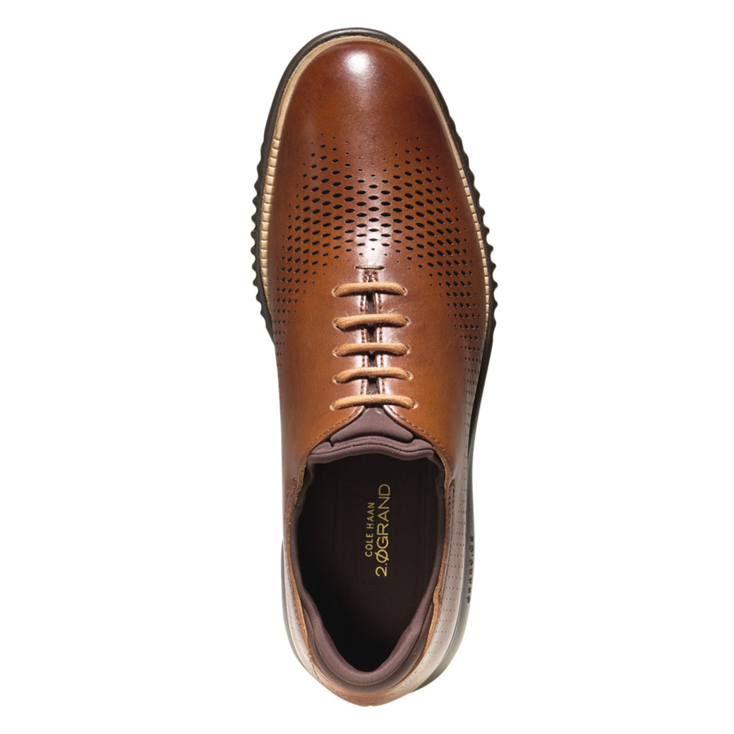 Mens Cole Haan Zerogrand Laser Wingtip Oxford in British Tan/Java