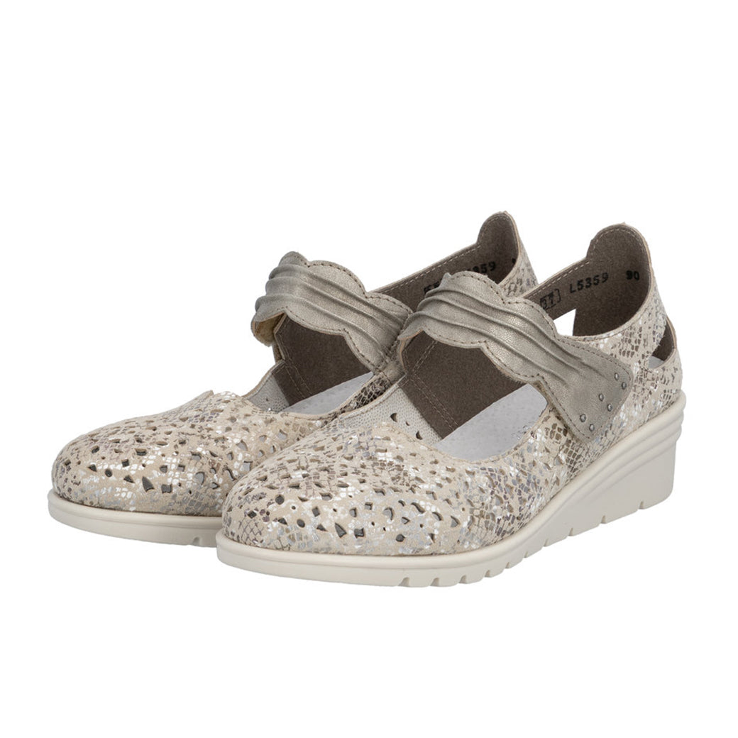 Womens Rieker Aischa 59 in Beige-Metallic/Perele