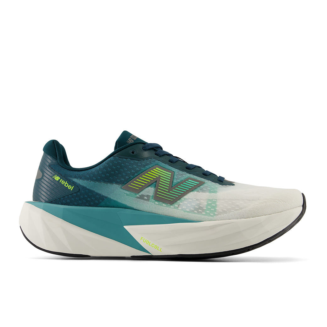 Mens New Balance FuelCell Rebelv5 in Medusa Green/Faded Teal