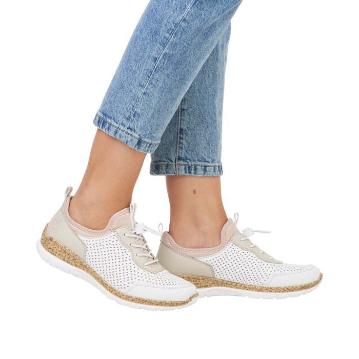 リゾレーヌ Womens Rieker Nikita 86 in Weiss/Perle/Rose Silver – Lucky Shoes