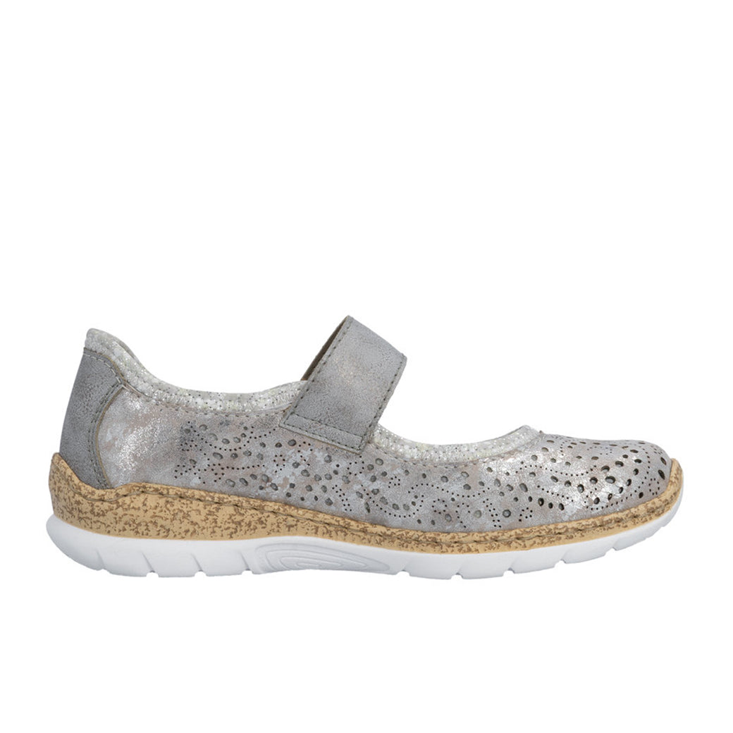 Womens Rieker Nikita 99 in Rose-Metallic/Grey/Silverflower