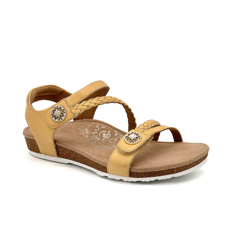Aetrex Jillian Braided Quarter Strap Sandal Butter