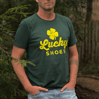 Retro-Style Lucky Shoes T-Shirt in Dark Green