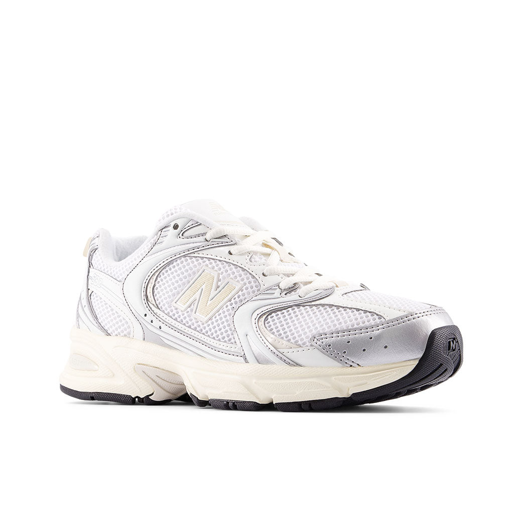 Womens New Balance 530 in Silver Metalic/Linen – Lucky Shoes
