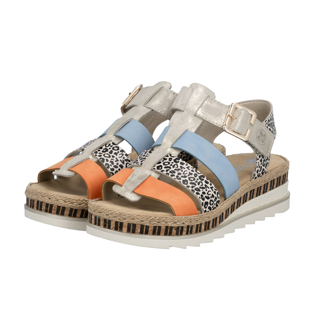 Womens Rieker Regina 04 in Nude/Pumpkin/Kreide/Aqua