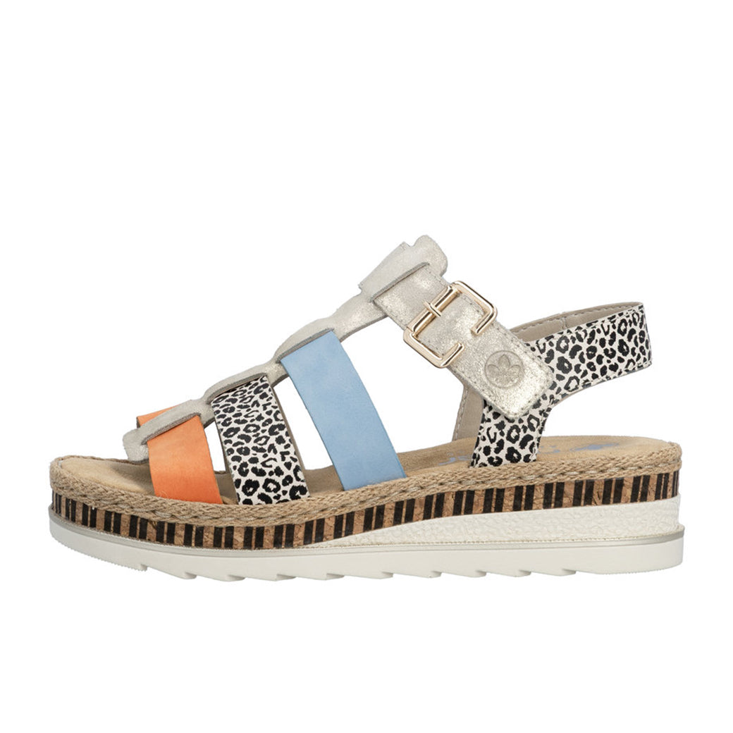 Womens Rieker Regina 04 in Nude/Pumpkin/Kreide/Aqua