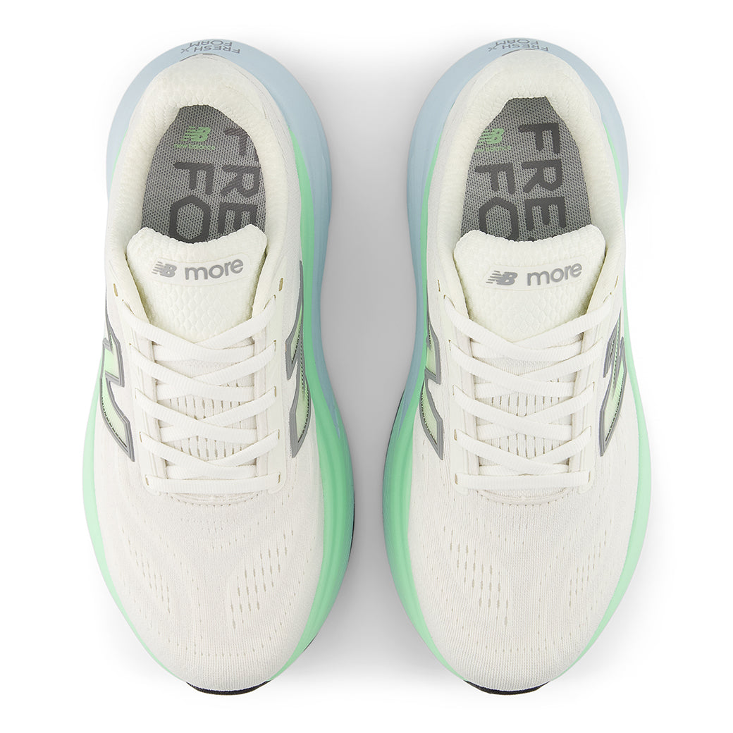Womens New Balance Fresh Foam More V6 in Sea Salt/ Lab Green